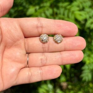 18K Gold Plated Stainless Steel Diamond Stud Earrings